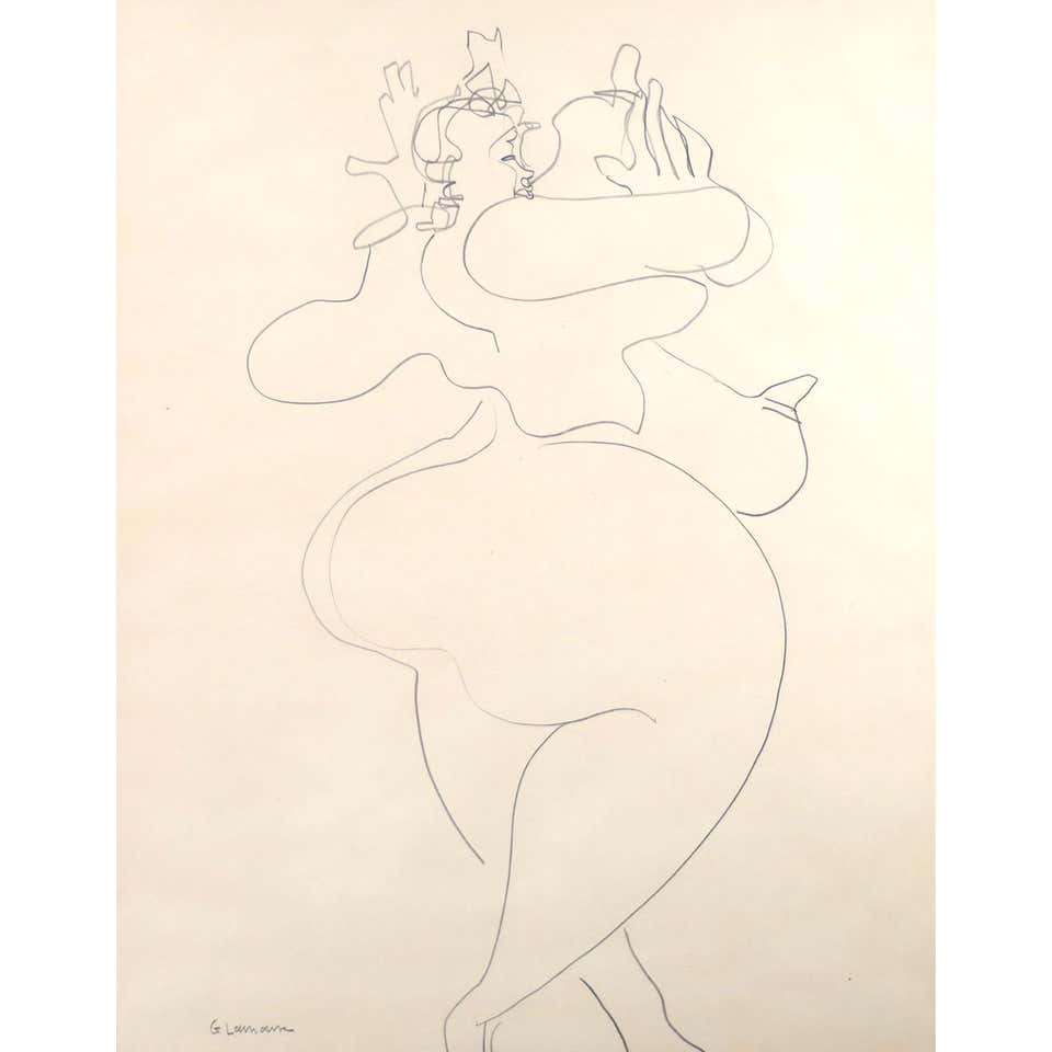 Figurative drawing of a female by Gaston Lachaise