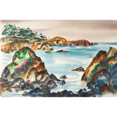 Kalifornische Küstenszene Aquarell