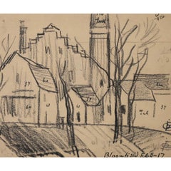 Early American modernist sketch titled - ''Bloomfield Feb 4-17'