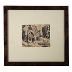 American modernist drawing of Bloomfield, NJ by Oscar Bluemner, dated 1916
