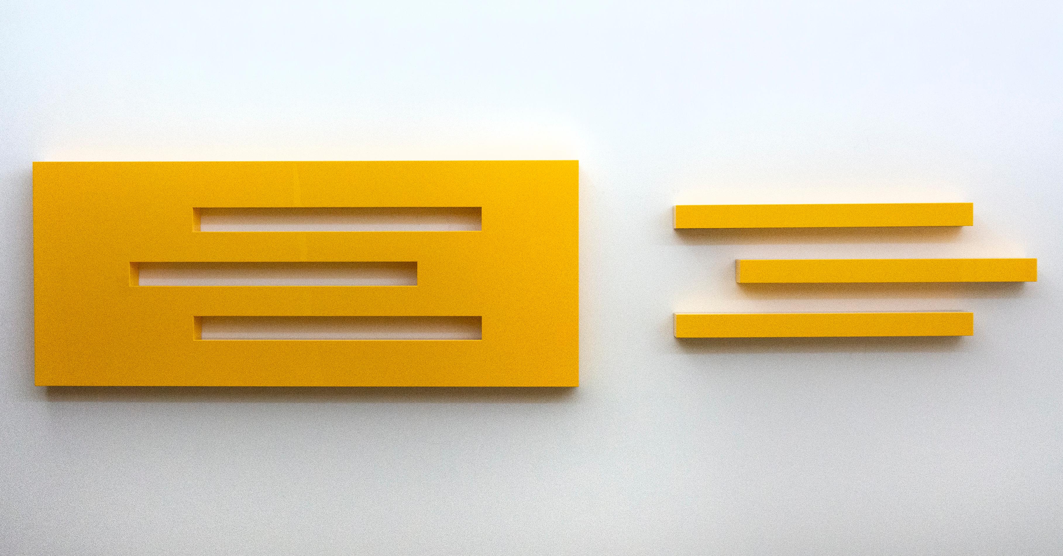 Foundations, Yellow - large, smooth, bright, glossy, abstract wall sculpture - Sculpture by  Lori Cozen-Geller