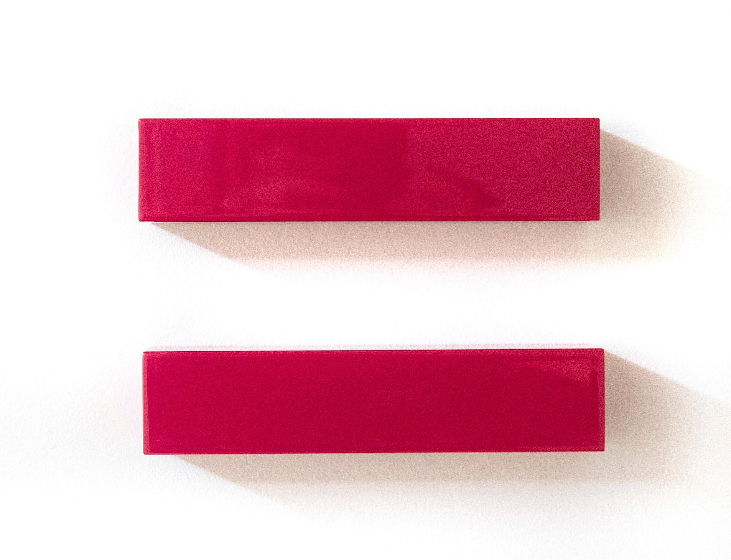 Synchrony - bright, glossy, fuchsia, smooth surfaced, abstract, wall sculpture