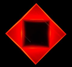 Square in Diamond - Illuminated, symmetrical, geometric forms in glowing red