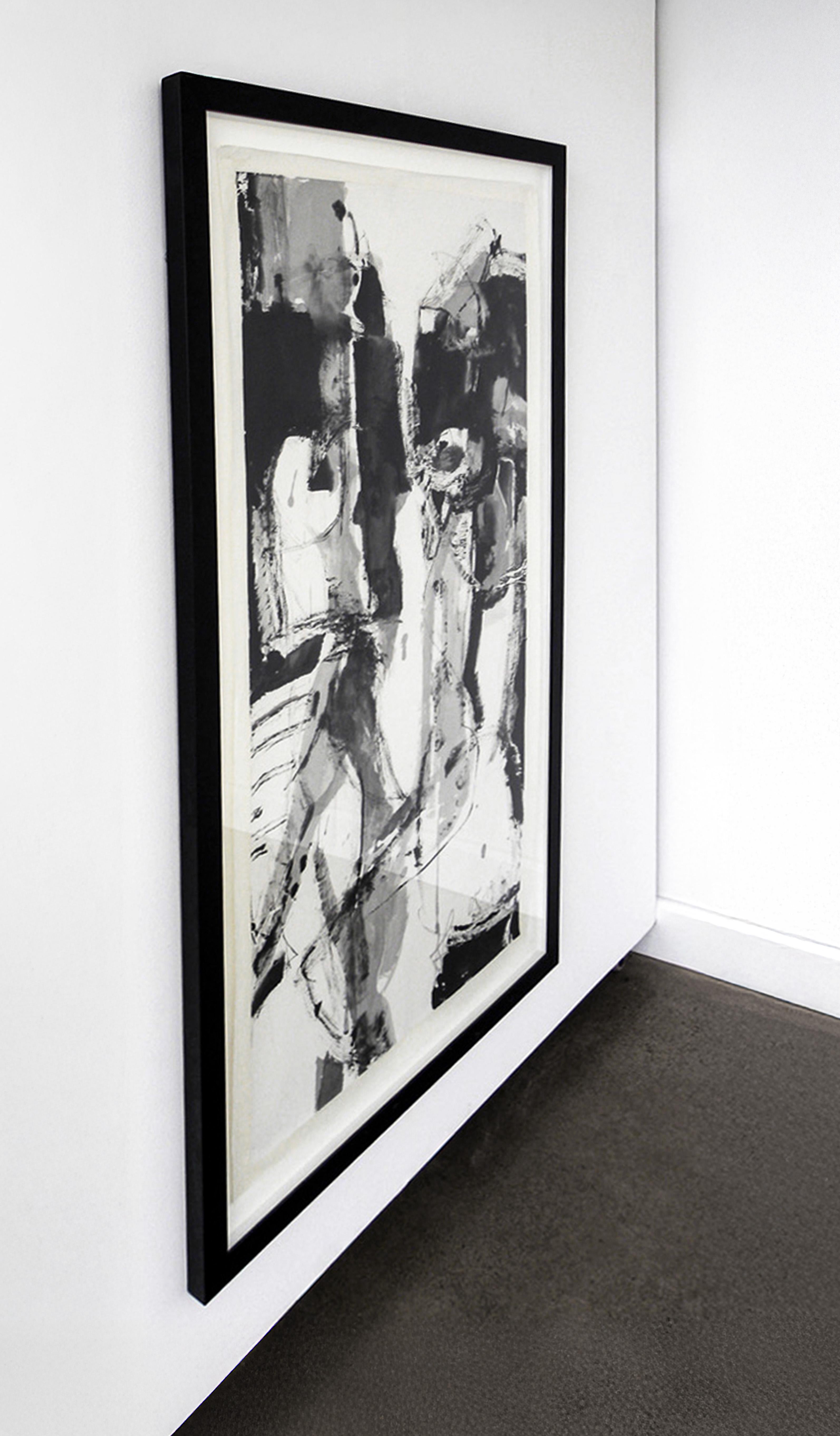 Whiting - noir, blanc, abstraction figurative, encre brossée sur papier - Contemporain Painting par Andrew Lui