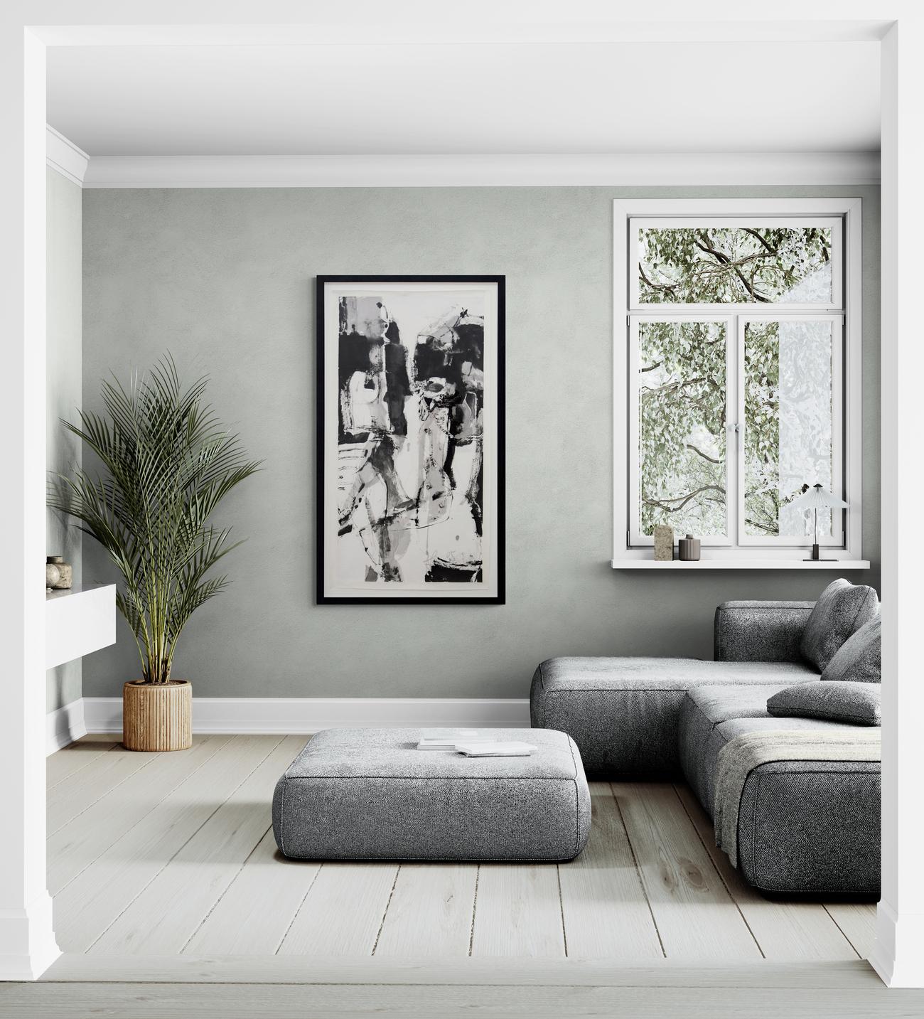 Whiting - noir, blanc, abstraction figurative, encre brossée sur papier en vente 5