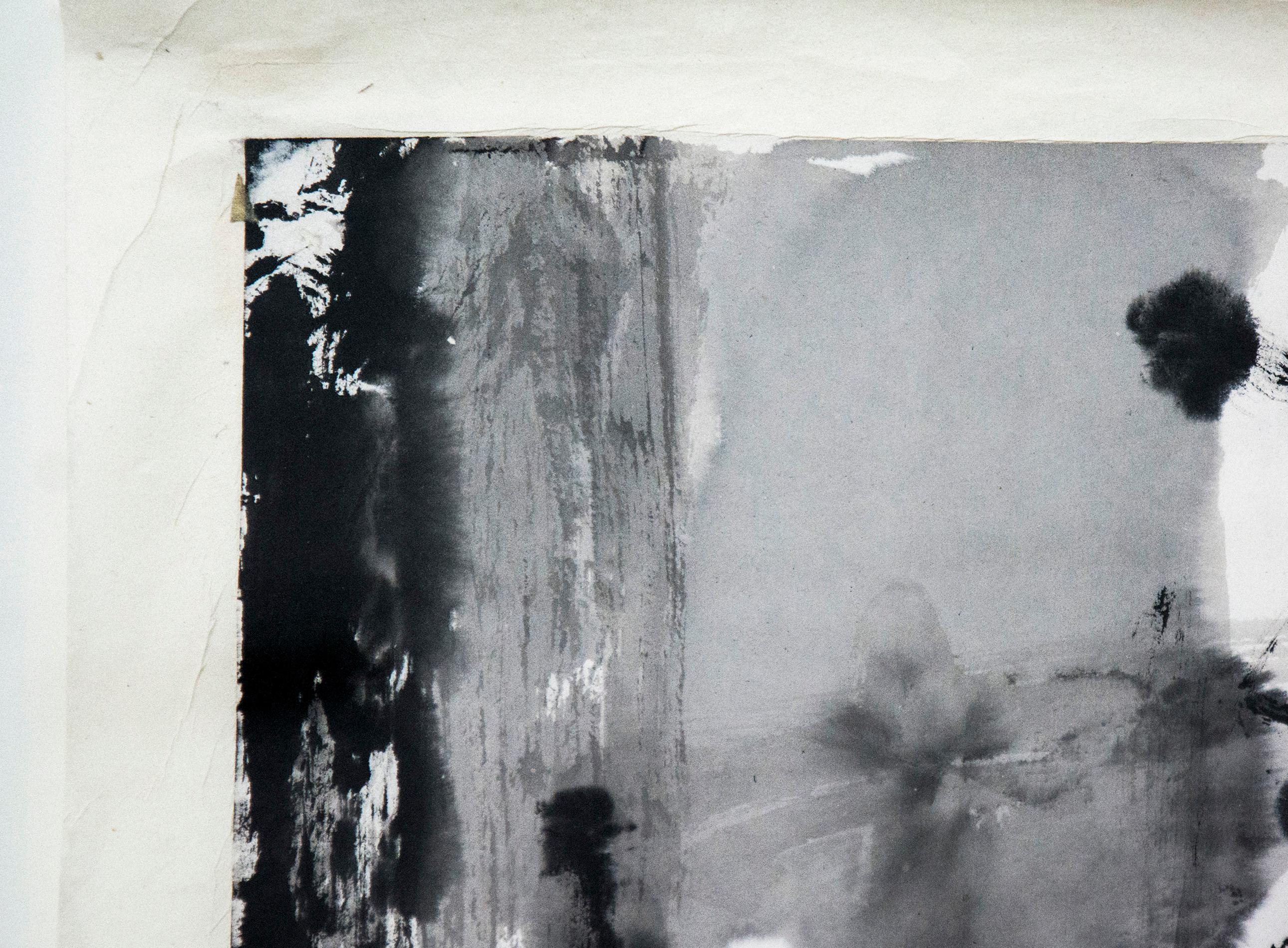 Whiting - noir, blanc, abstraction figurative, encre brossée sur papier en vente 4
