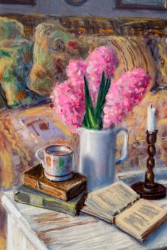 Série intérieure, livre - contemporain, réaliste, nature morte, pastel sur papier