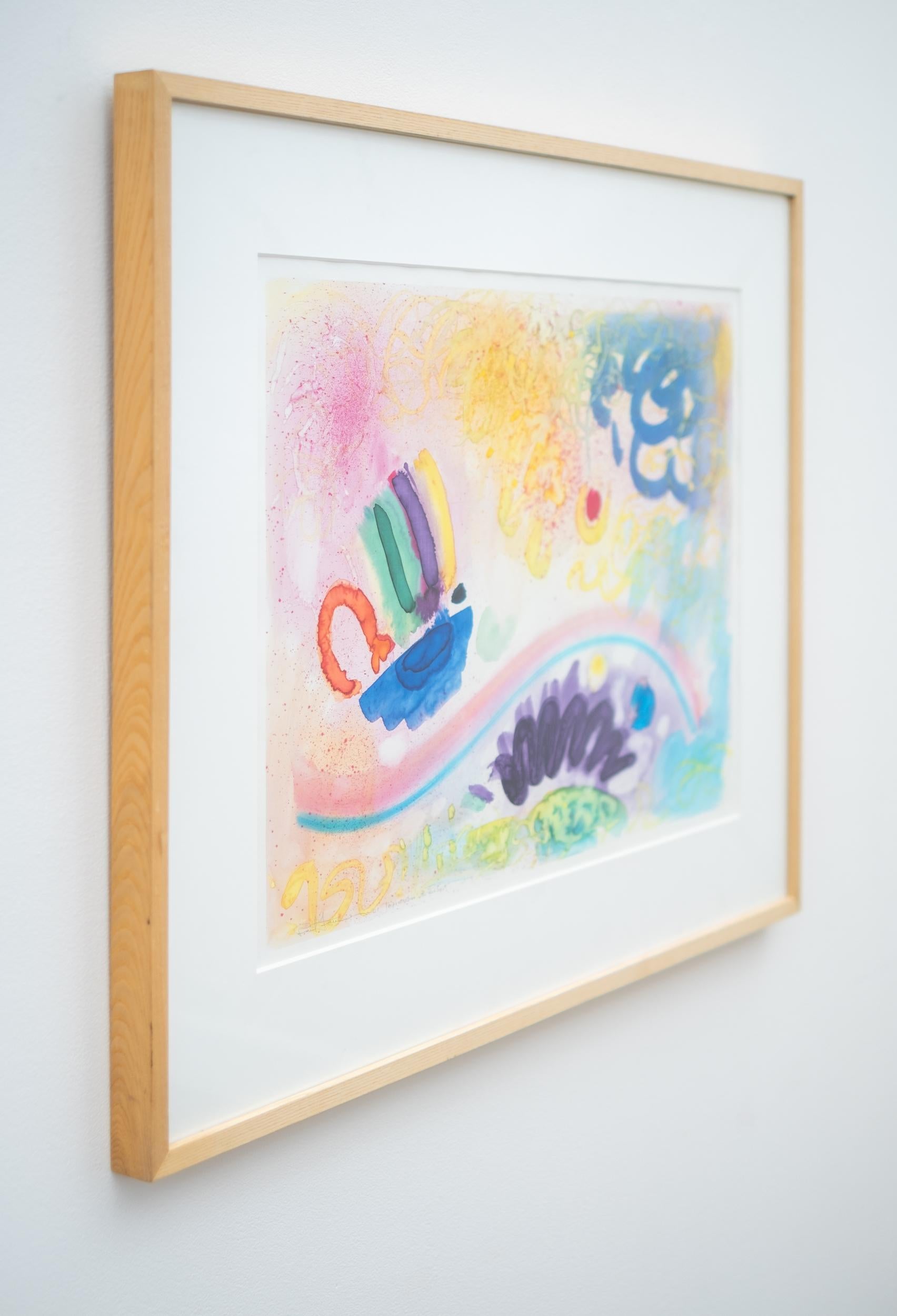 Improvisation with Red Spot - contemporary, abstract, monoprint - Abstract Art by Paul Fournier