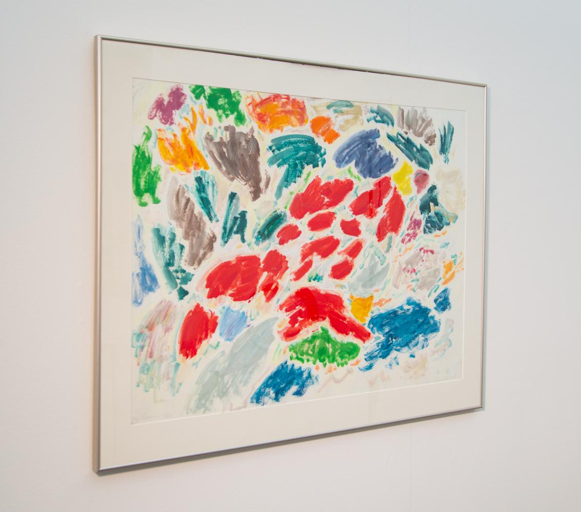 Red Cascade - Cypress Gardens - contemporary, abstract, acrylic on paper - Abstract Print by Paul Fournier