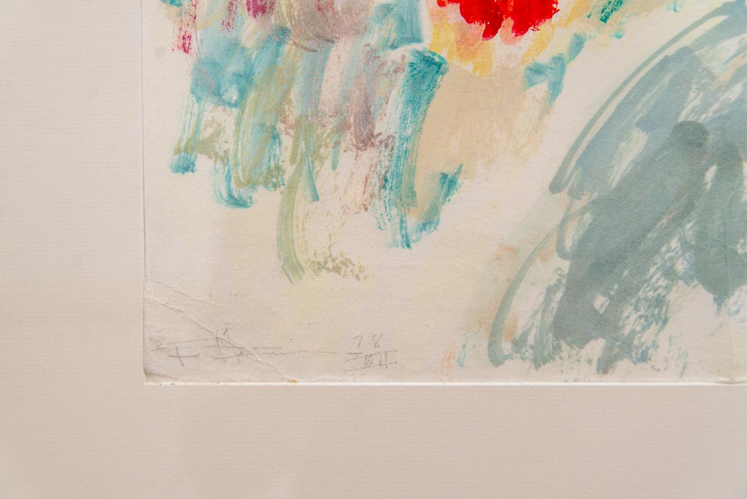 Red Cascade - Cypress Gardens - contemporary, abstract, acrylic on paper - Beige Print by Paul Fournier