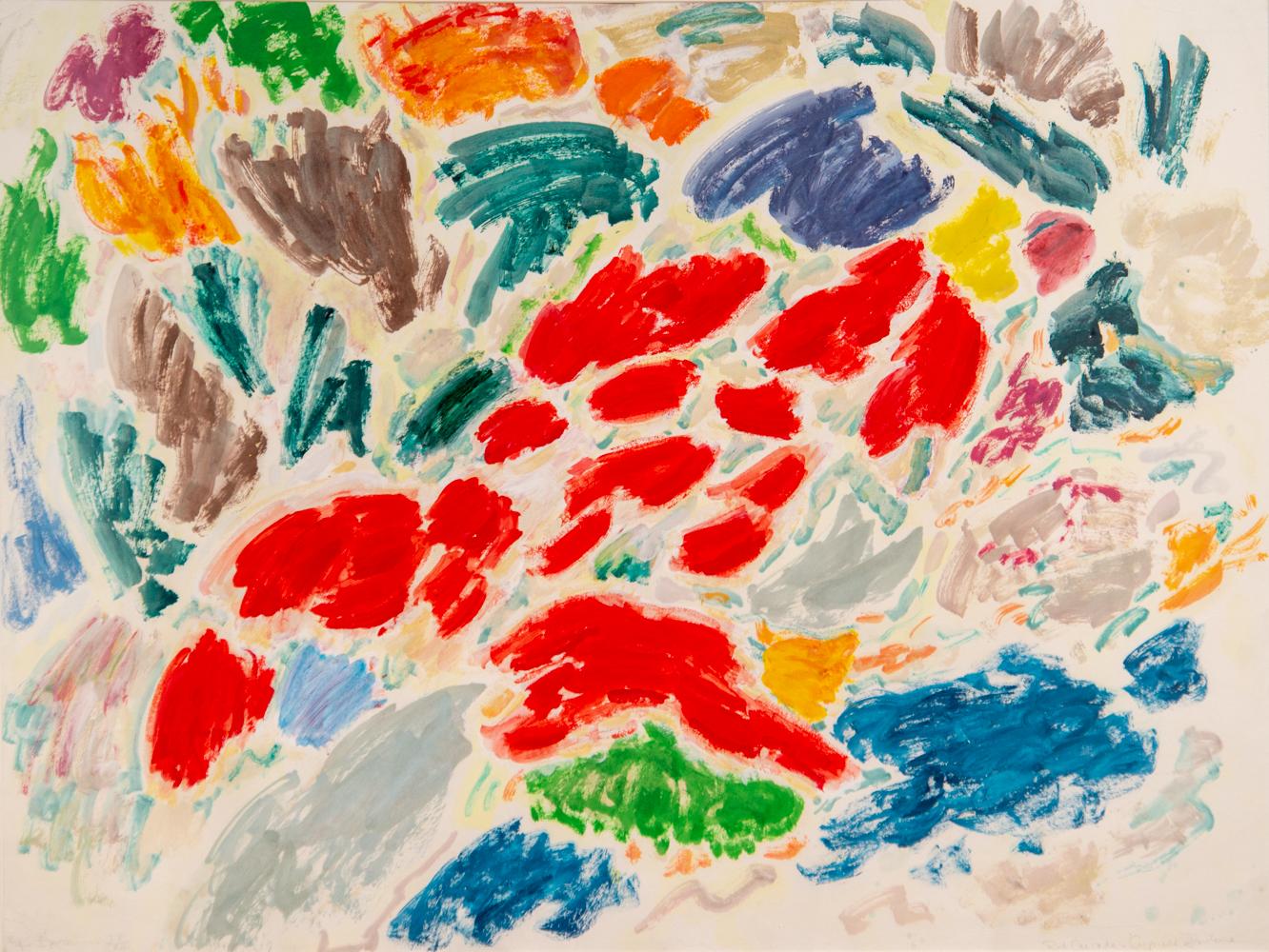 Red Cascade - Cypress Gardens - contemporary, abstract, acrylic on paper - Print by Paul Fournier