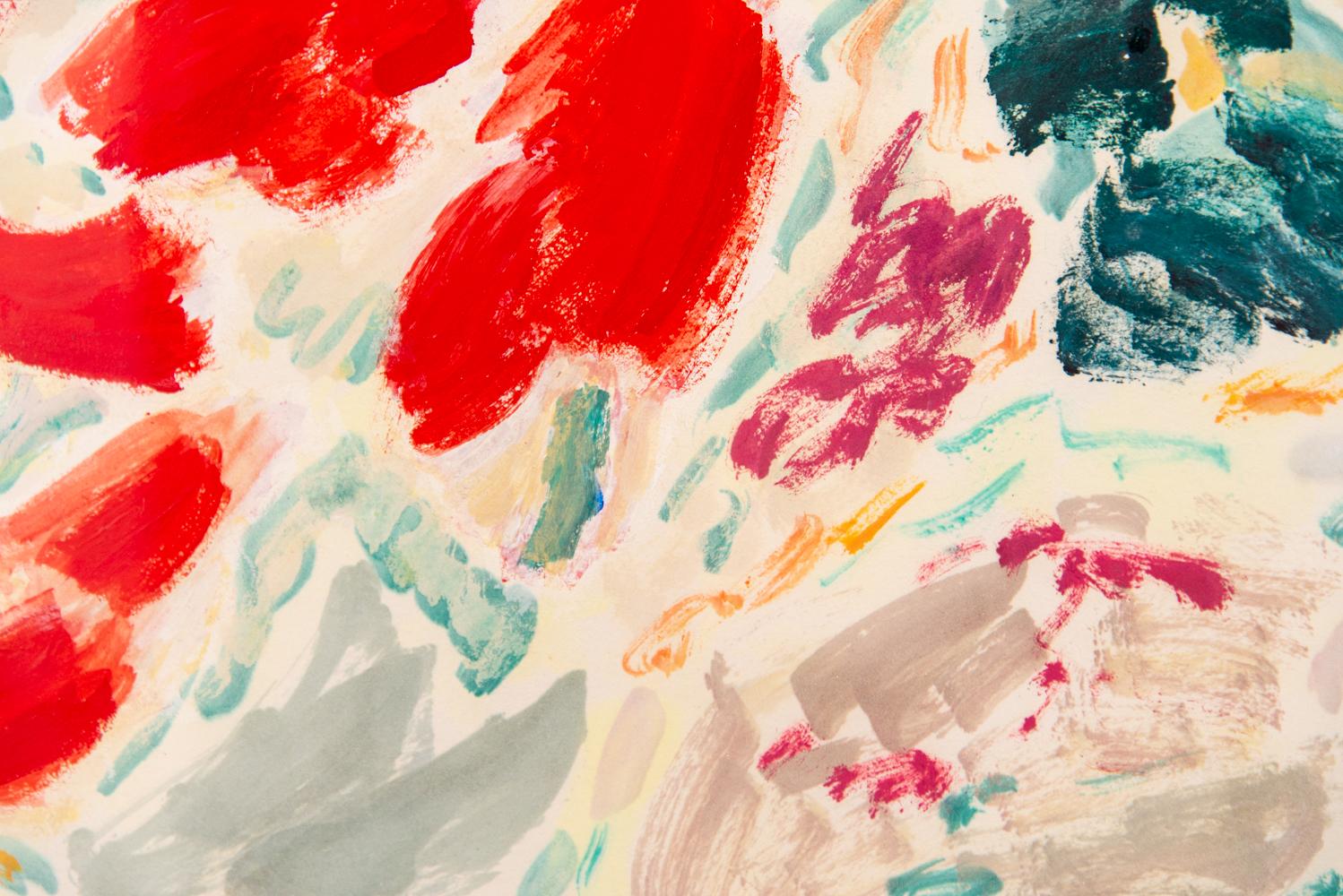 Red Cascade - Cypress Gardens - contemporary, abstract, acrylic on paper For Sale 7