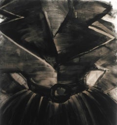 Untitled No 21 - black, fashion, oil pastel on vellum