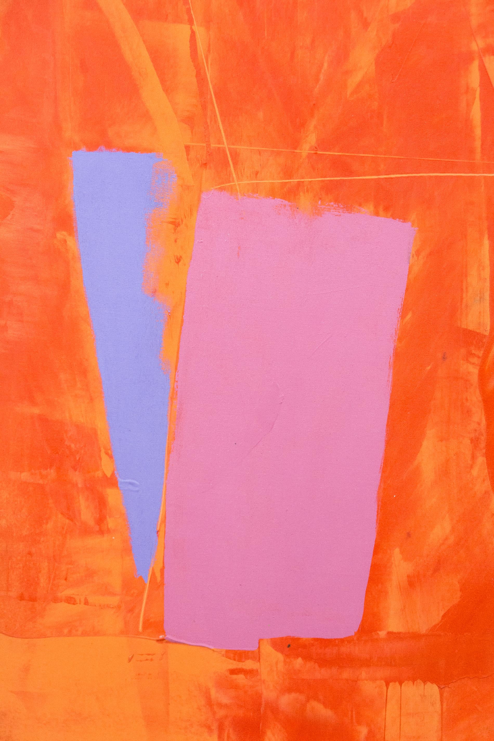 Abstraction in Orange - large, bold, gestural, postmodern, acrylic on canvas - Painting by David Bolduc