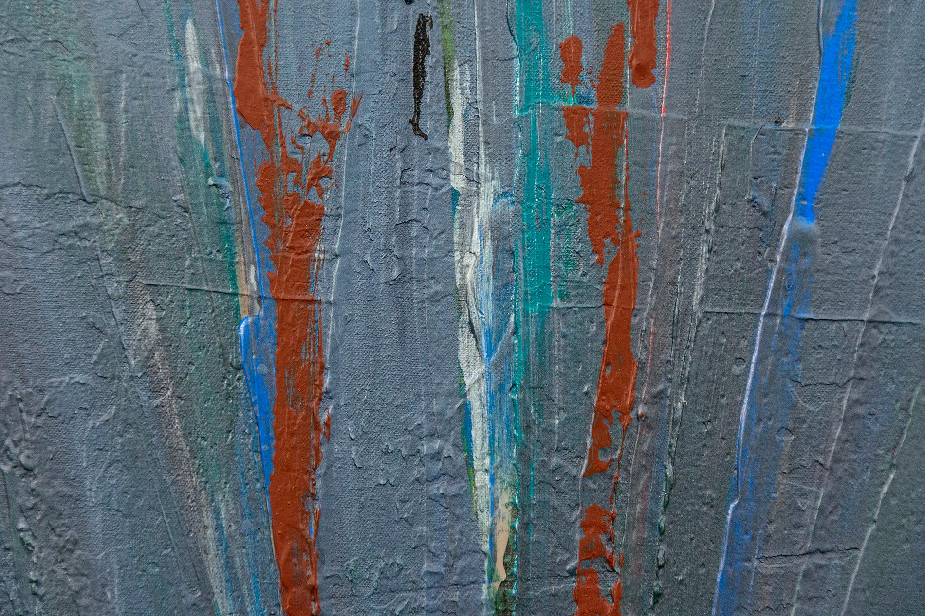 Industrial North - large, organic, blue, red, green, abstract, acrylic on canvas - Contemporary Painting by David Bolduc