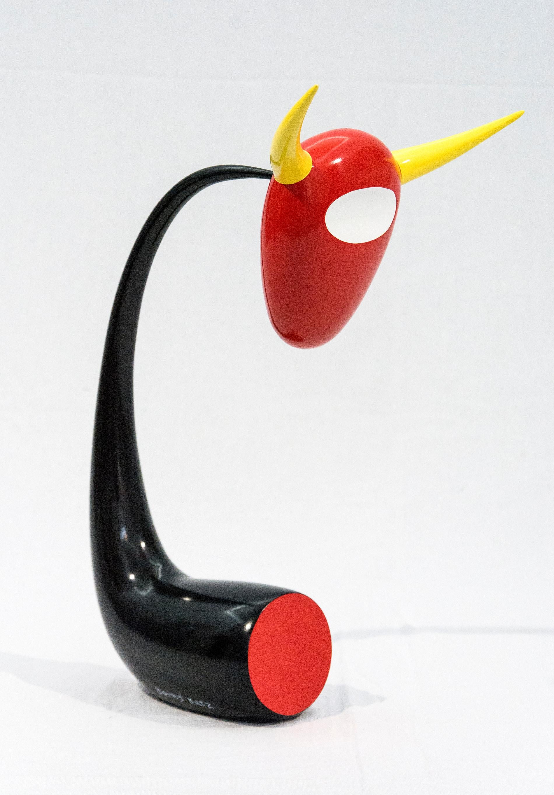 Bull - playful, modern, abstract, contemporary, tabletop, fibreglass sculpture - Sculpture by Benny Katz