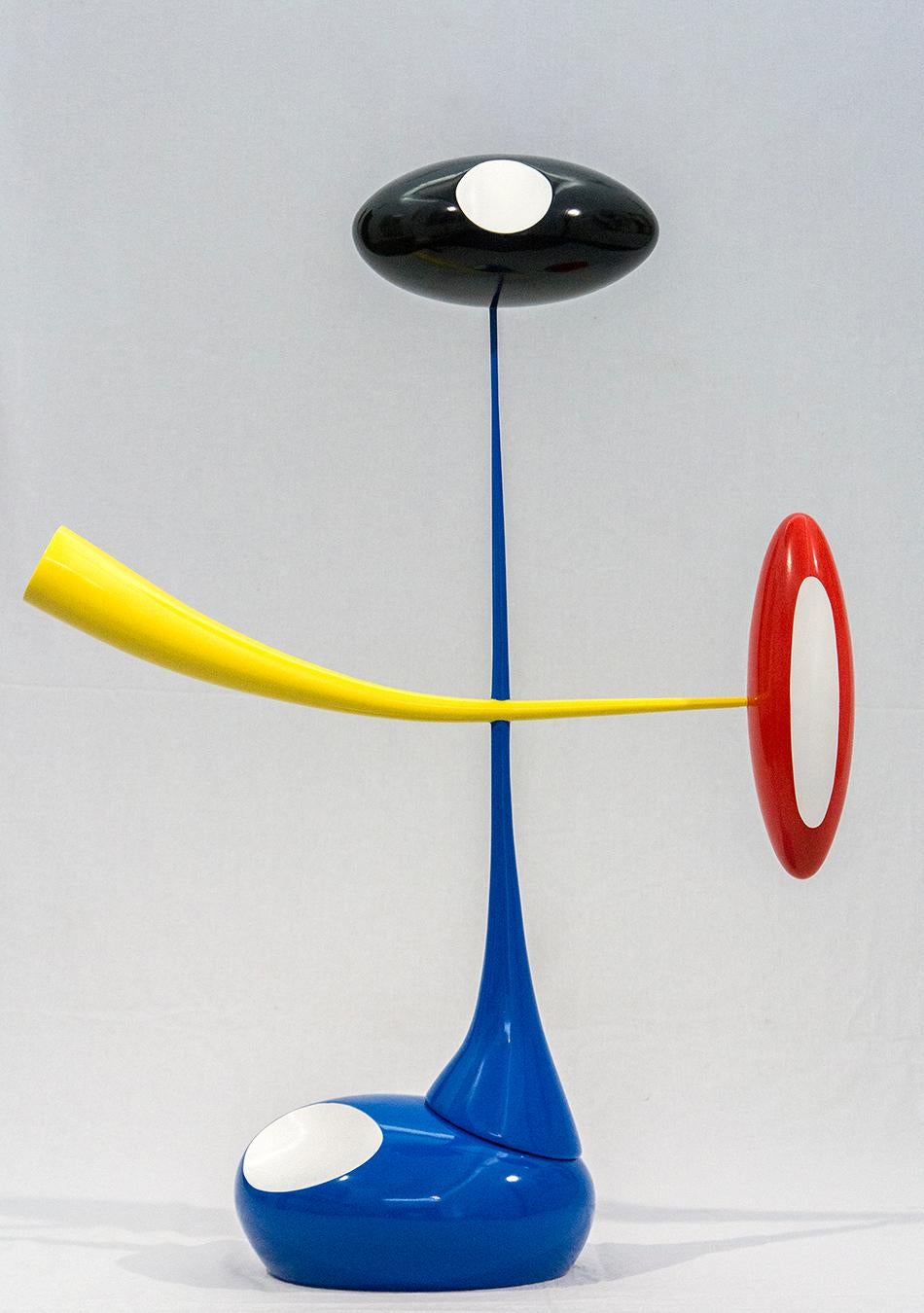 Benny Katz Abstract Sculpture - Performance - abstract interior red, blue, yellow and black playful sculpture