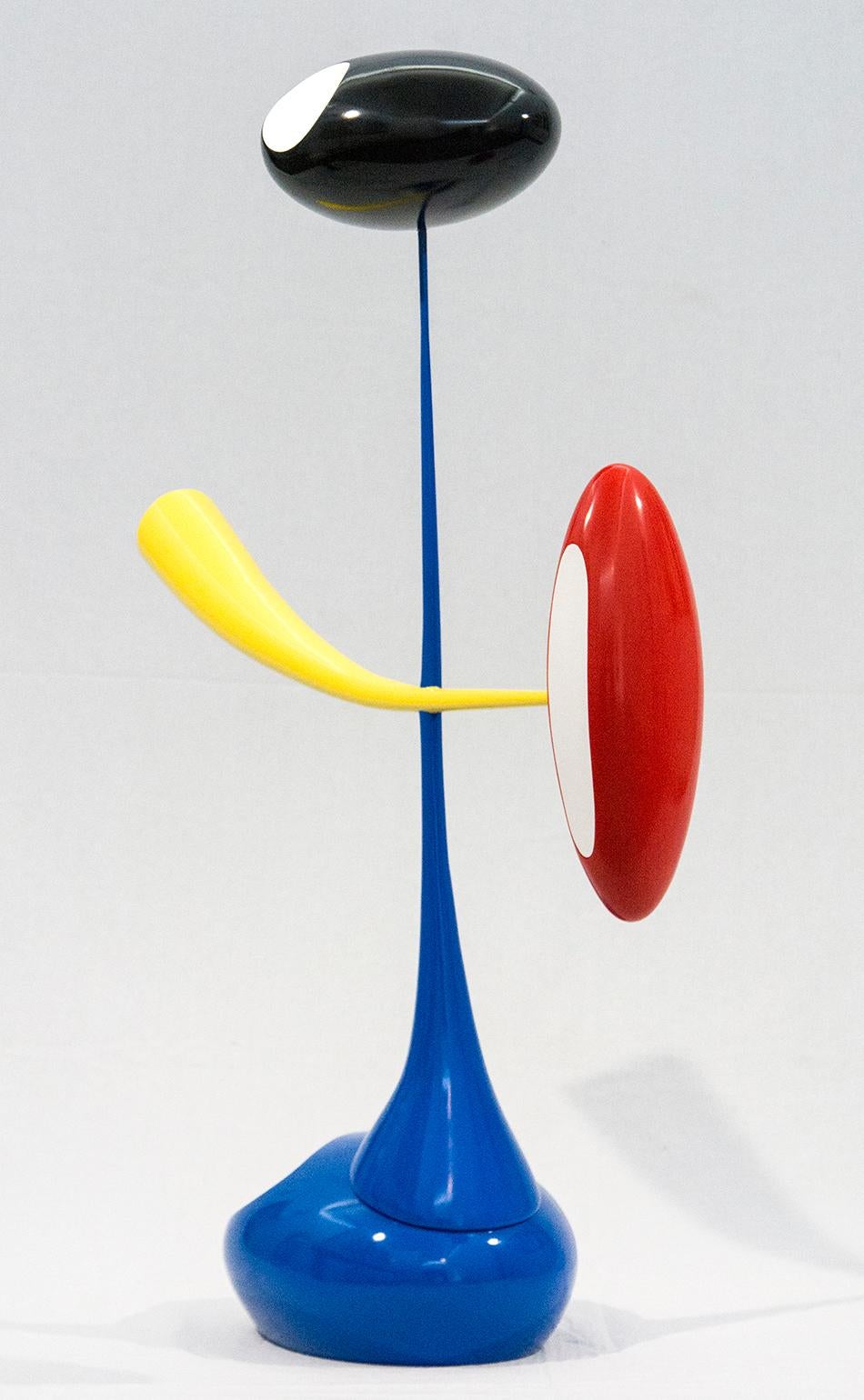 Performance - abstract interior red, blue, yellow and black playful sculpture - Sculpture by Benny Katz