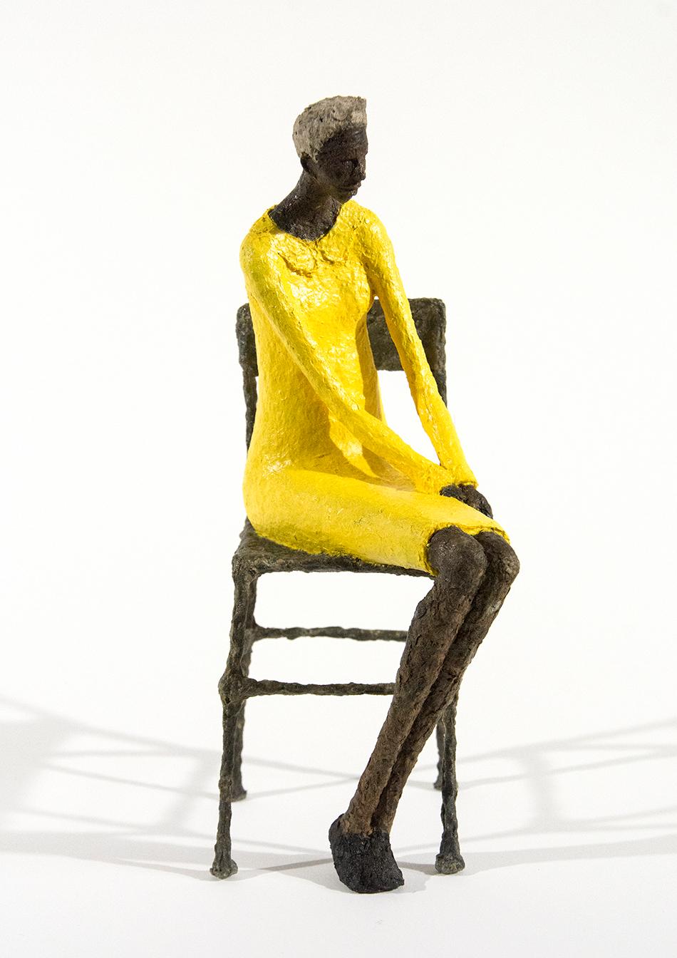 Attente dames jaune et bleu - Sculpture by Paul Duval