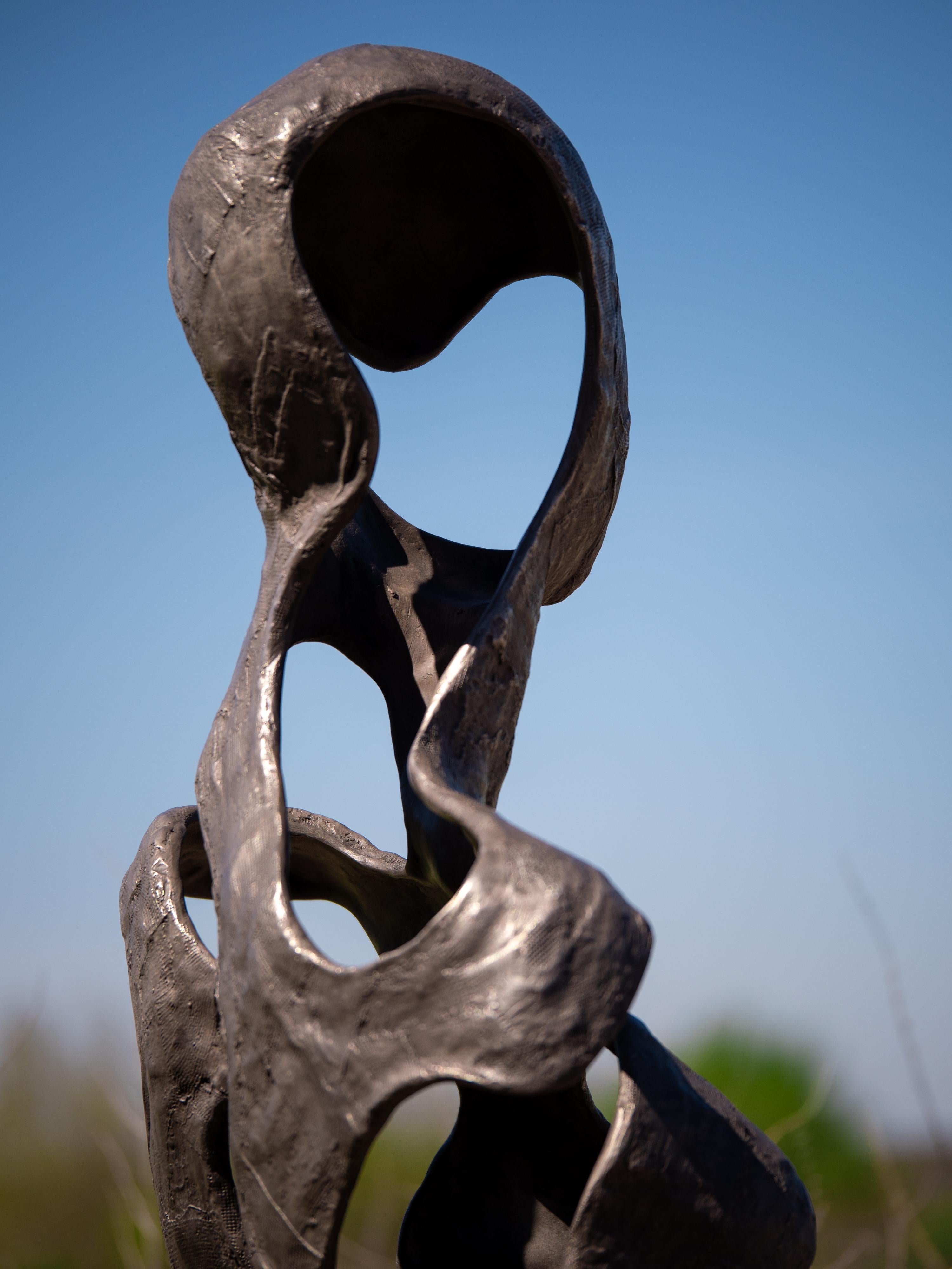 V_N_S Edition 3/9 - tall, abstracted, figurative female bronze outdoor sculpture - Gold Figurative Sculpture by David Fisher