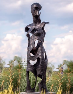 V_N_S Edition 3/9 - tall, abstracted, figurative female bronze outdoor sculpture