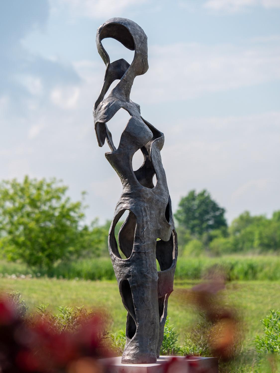David Fisher Figurative Sculpture - V_N_S Edition 4/9 - tall, abstracted, figurative female bronze outdoor sculpture
