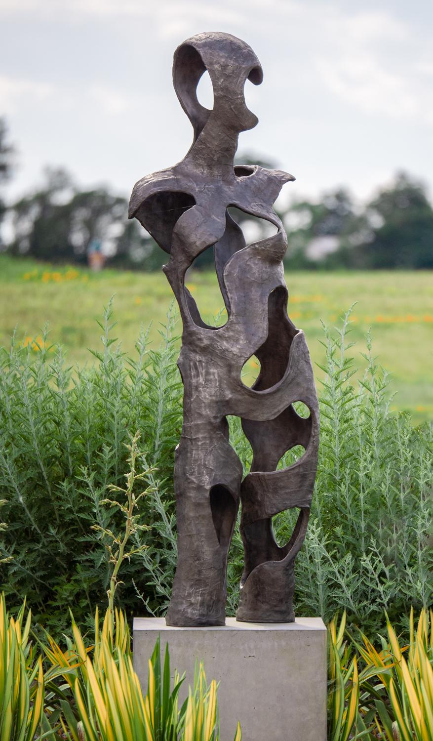 V_N_S Edition 4/9 - tall, abstracted, figurative female bronze outdoor sculpture - Sculpture by David Fisher