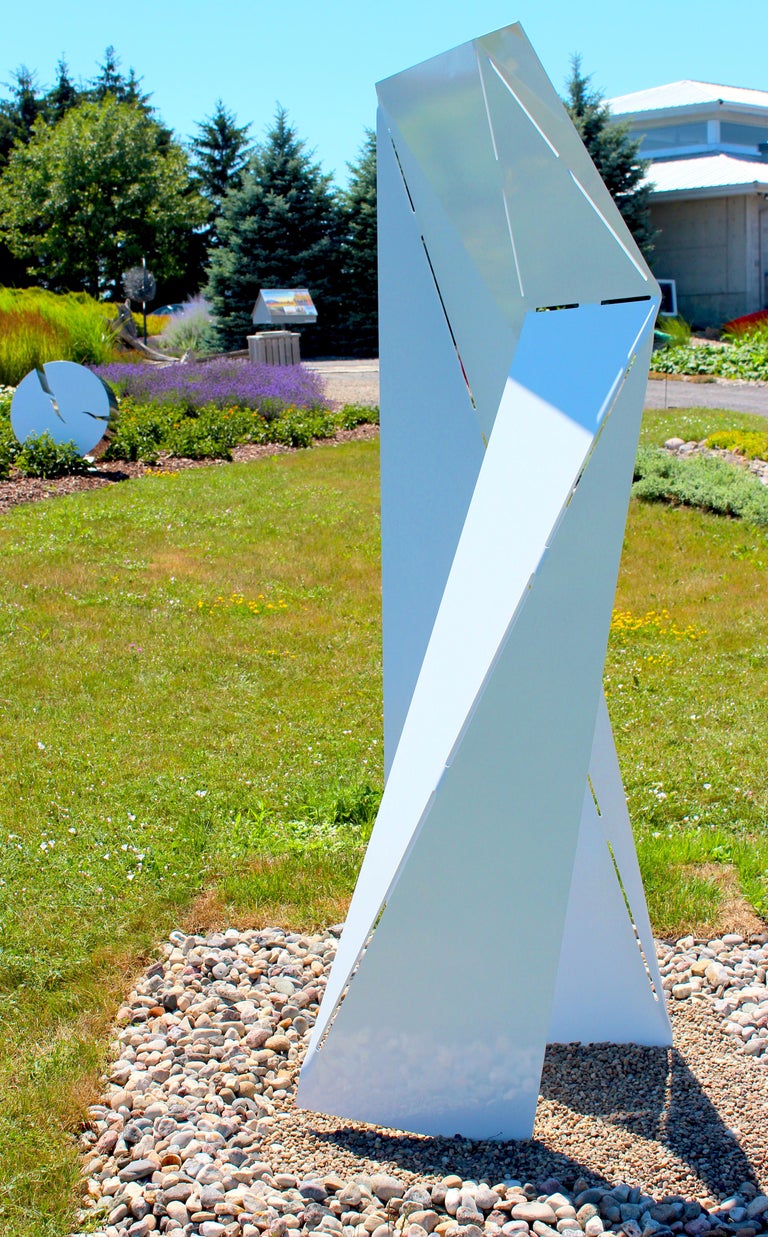 Rebus - large, white, minimalist inspired, powder coated steel outdoor sculpture For Sale 3