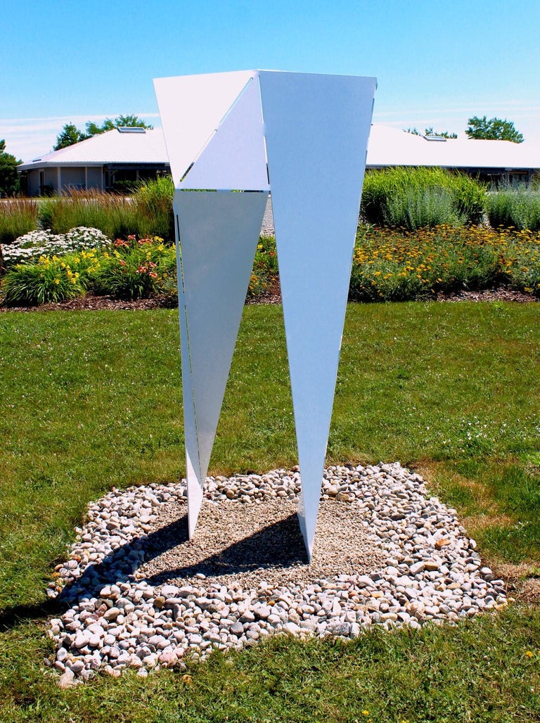 Rebus - large, white, minimalist inspired, powder coated steel outdoor sculpture For Sale 4