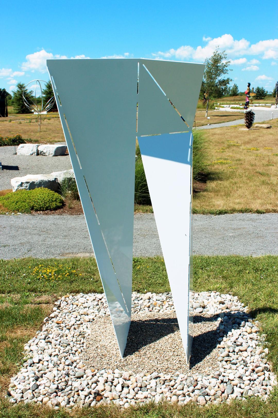 Rebus - large, white, minimalist inspired, powder coated steel outdoor sculpture 3