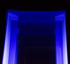 Bent Blue - glowing, illuminated, symmetrical, geometric forms in electric blue