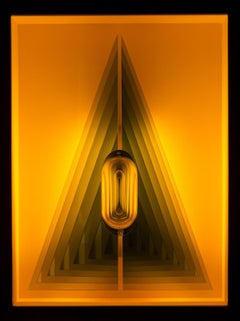 Acute Triangle - Illuminated geometric forms in amber yellow