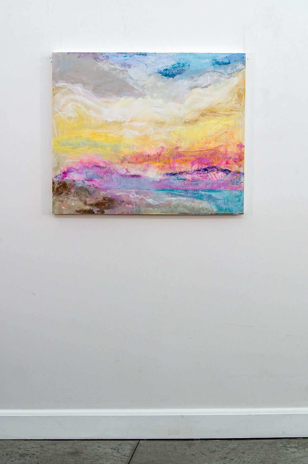 El Sol La Puso Rosa - texturizado, vibrante, abstracto, acrílico sobre lienzo - Painting de Sharon Kelly