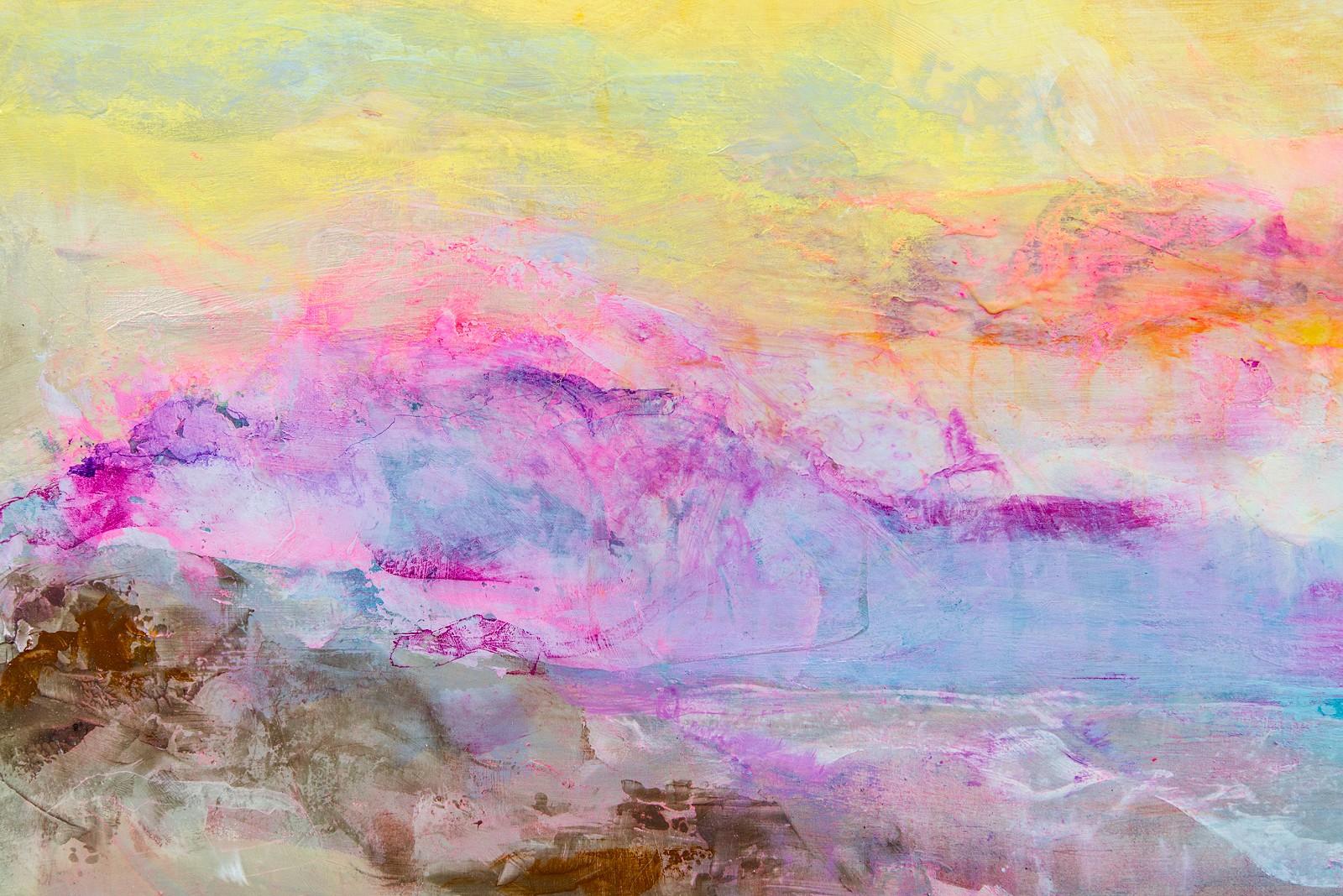 The Sun Set Her Pink - textured, vibrant, abstract, acrylic on canvas - Contemporary Painting by Sharon Kelly