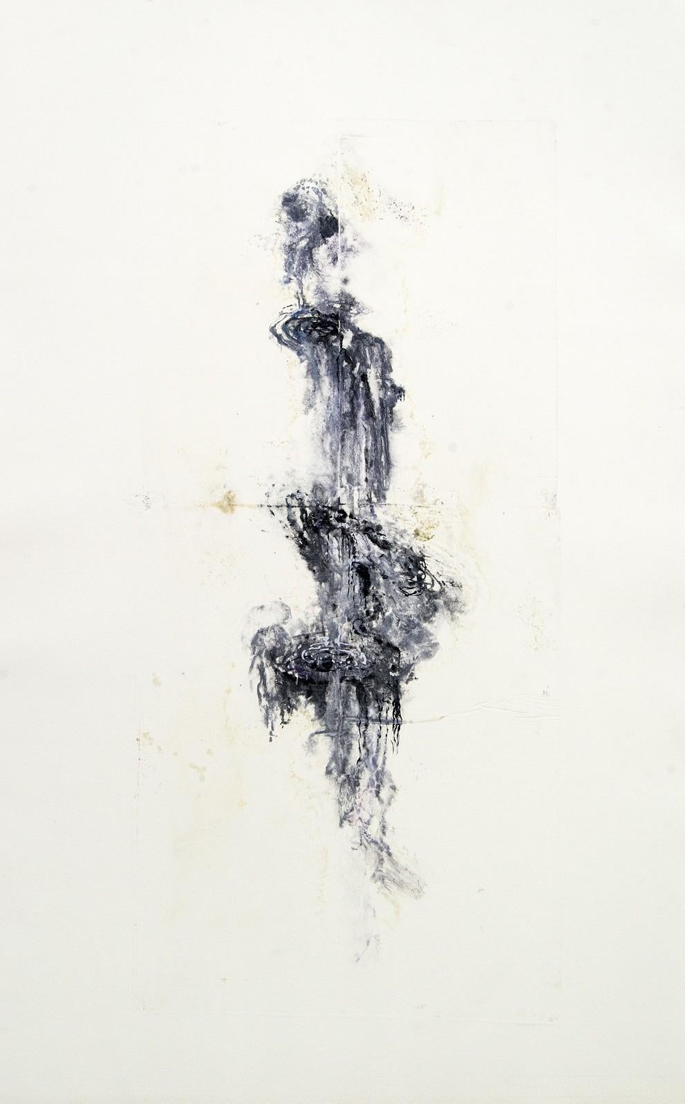 Torrent VI - goffrato, organico, inchiostro ad olio, astratto, monoprint su carta d'archivio - Art di Susan Collett