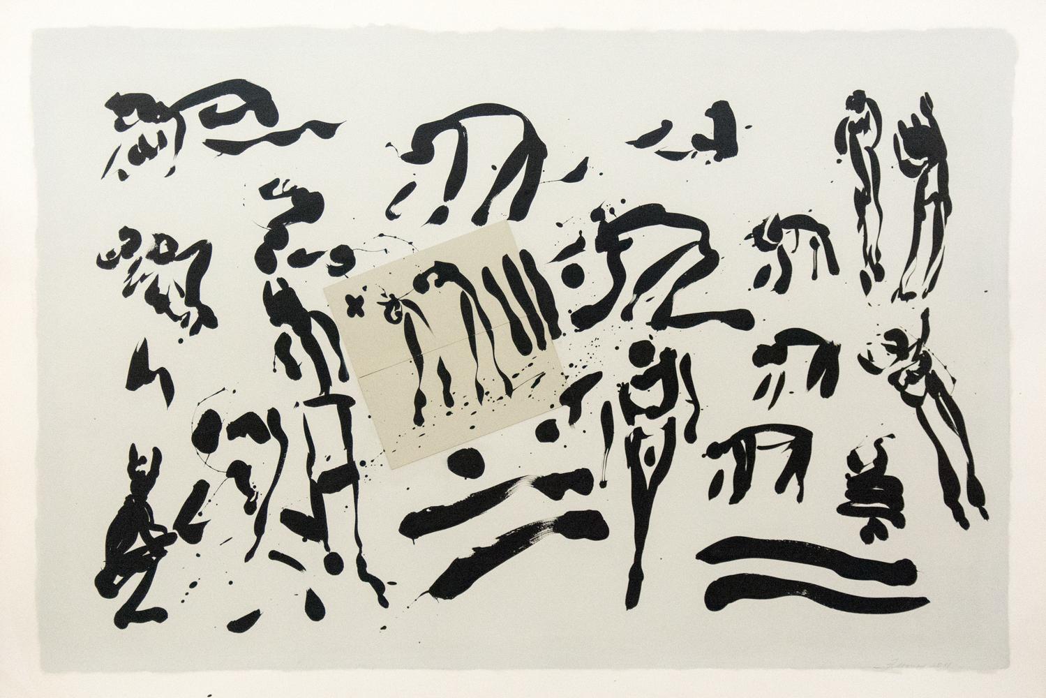 Antonia's Line (für Marleen Gorris) – schwarz-weiß, abstrakte Tinte auf Papier – Art von Lynne Fernie