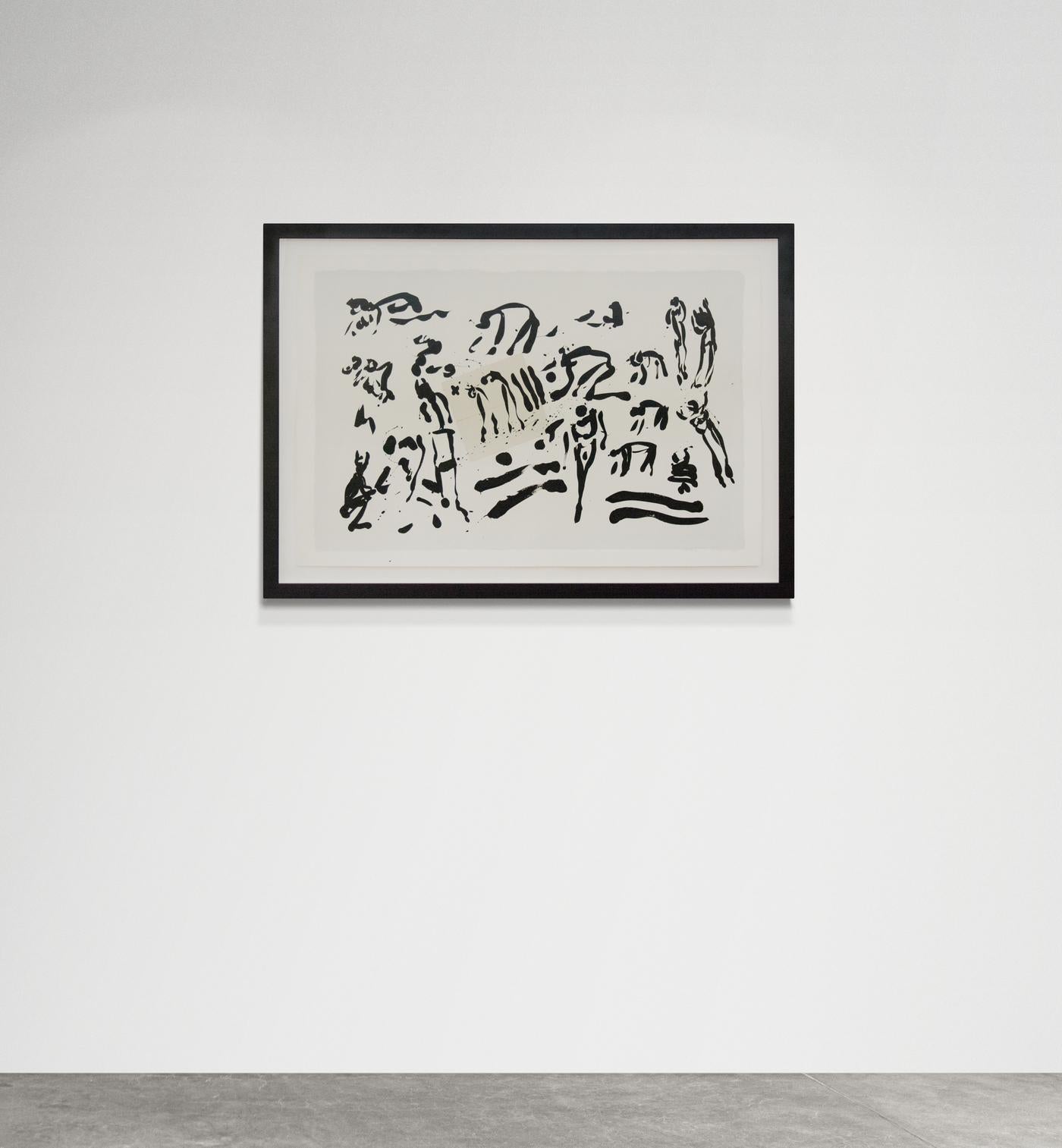 Antonia's Line (per Marleen Gorris) - bianco e nero, inchiostro astratto su carta - Art di Lynne Fernie