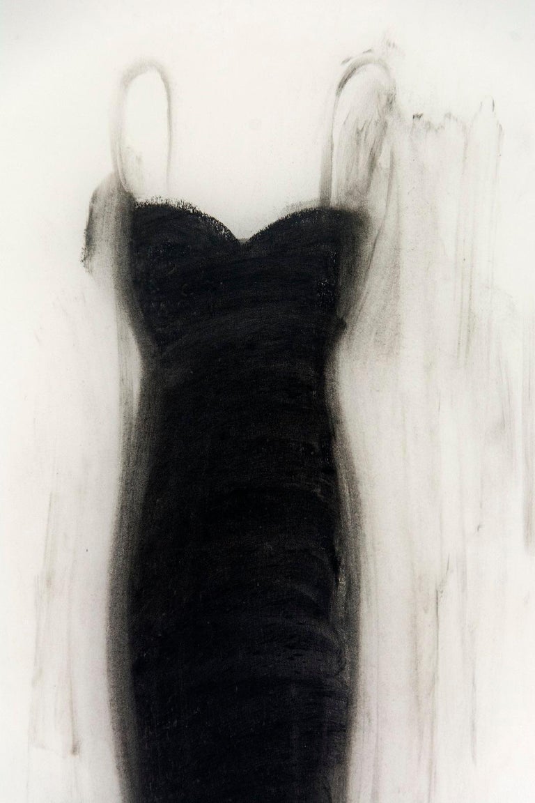 Cathy Daley Gown Series Untitled No 1 black, fashion, oil pastel on