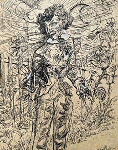 Lothar Homeyer "Portrait Marc Chagall 1946" German Expressionst , Ink Drawing