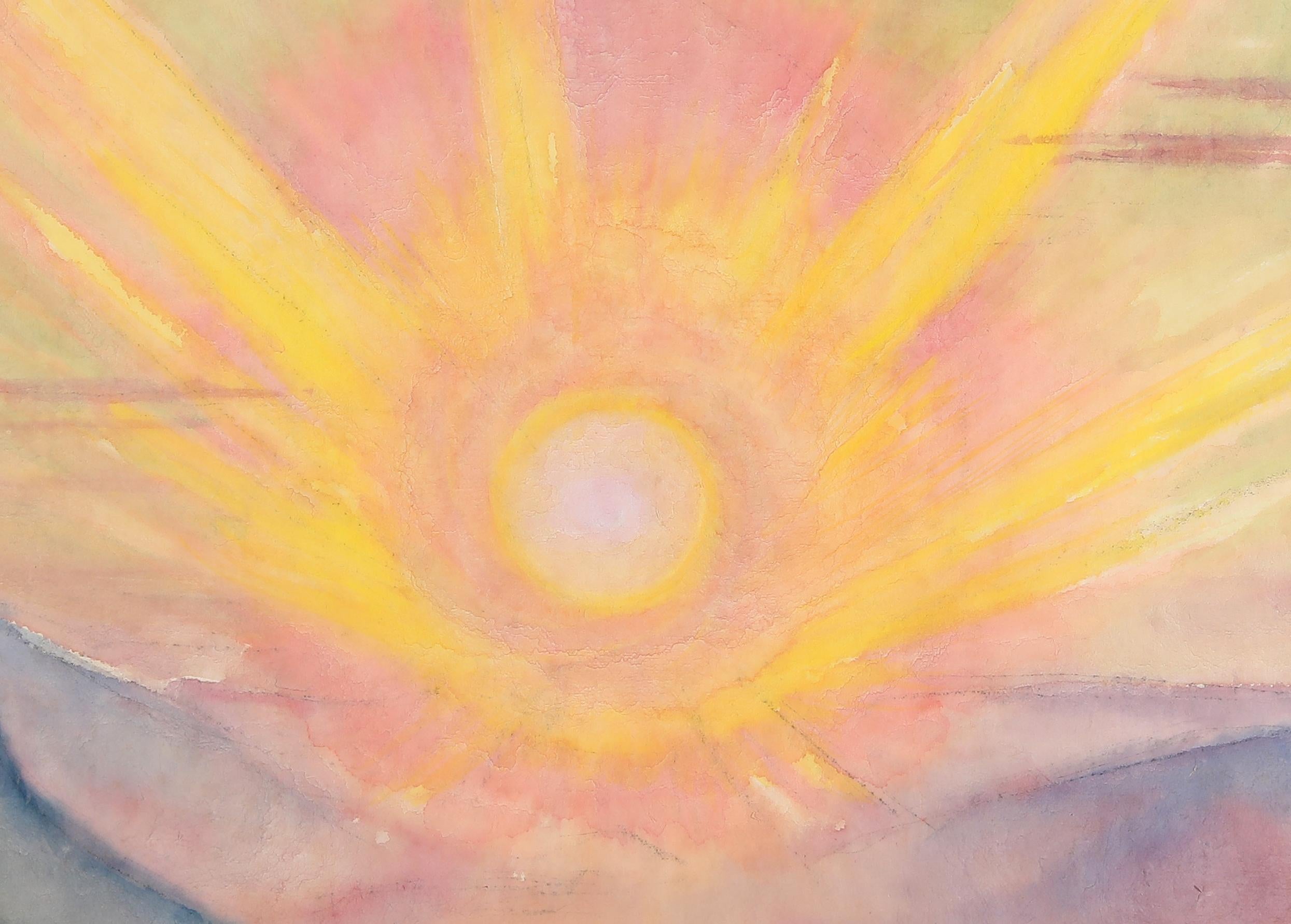 Lever de soleil 1927, par l'expressionniste allemand, aquarelle, élève de Ferdinand Hodler - Expressionniste Art par Hans Brasch