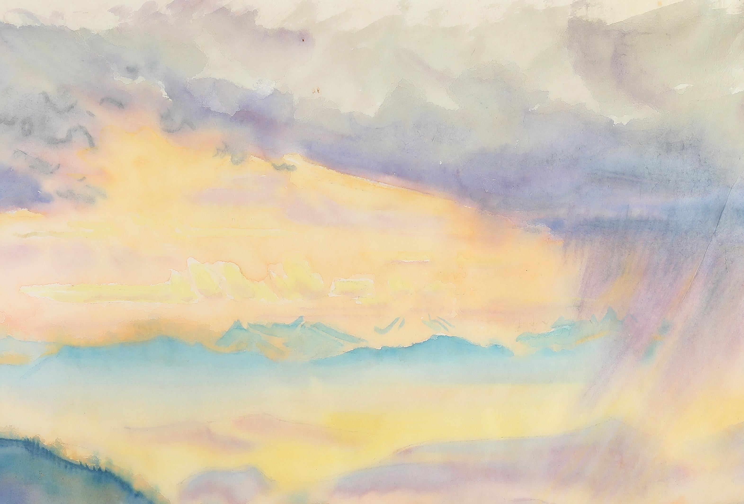 Paysage 1927, par l'expressionniste allemand, aquarelle, élève de Ferdinand Hodler en vente 1