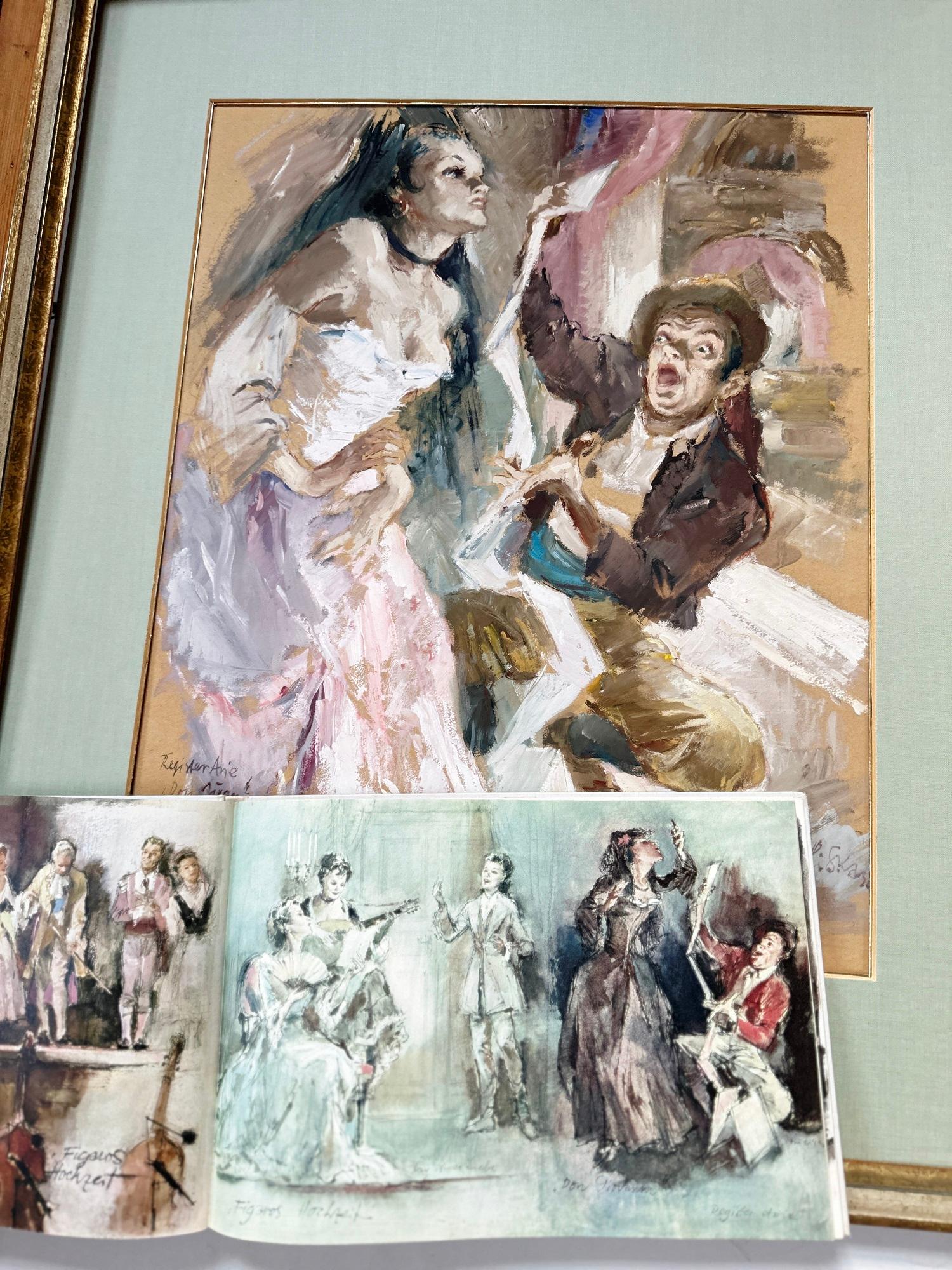 Illustration pour Don Giovanni de Mozart, Salzbourg, gouache, signée à la main en vente 3