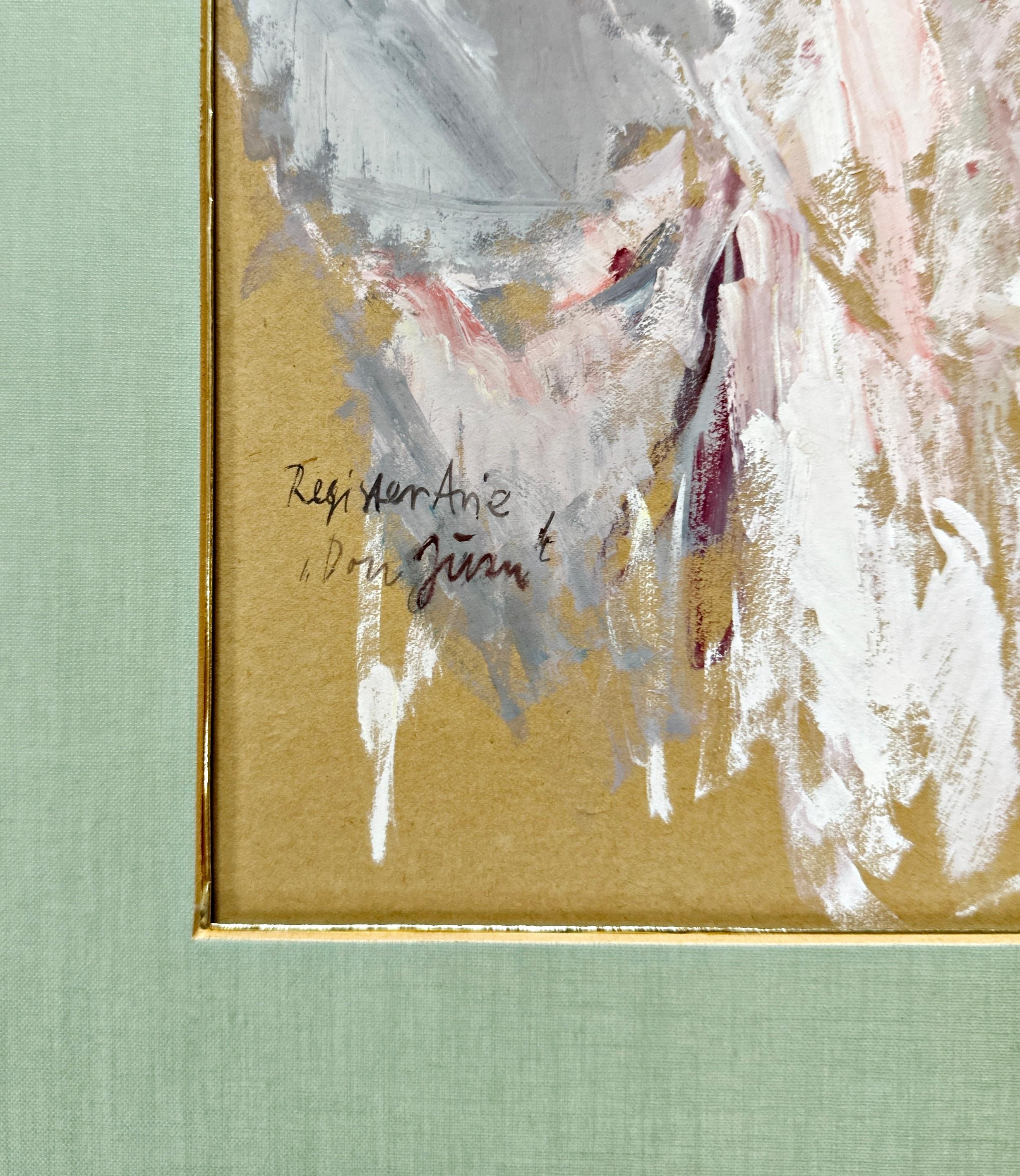 Illustration pour Don Giovanni de Mozart, Salzbourg, gouache, signée à la main - Beige Figurative Art par Hans Liska