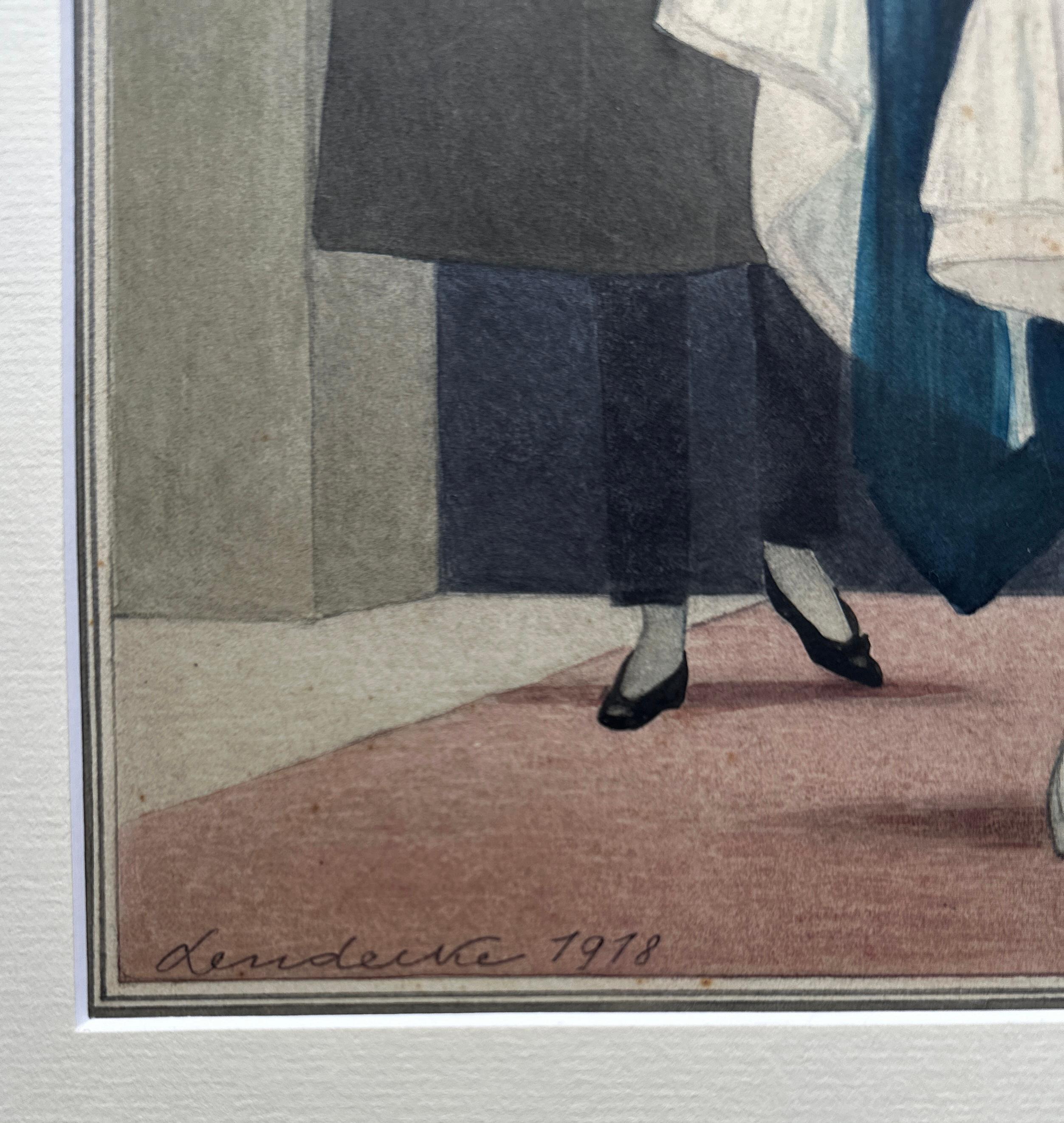 Acuarela, Art Decó, Por Otto Lendecke, Decorado Salón Helena Rubinstein en venta 3