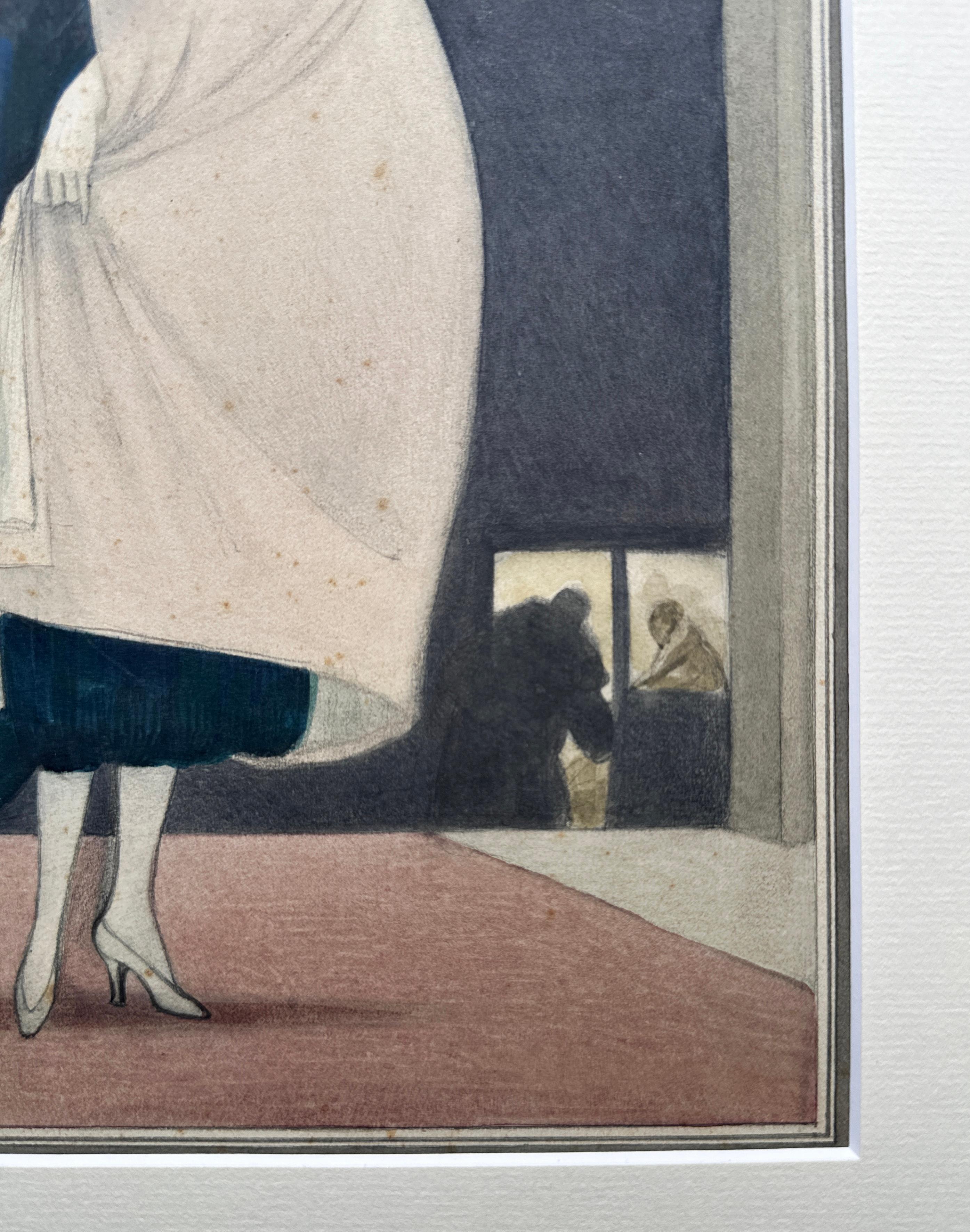 Acuarela, Art Decó, Por Otto Lendecke, Decorado Salón Helena Rubinstein en venta 4