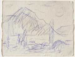Christian Rohlfs "Mountain", German Expressionist, drawing, 1920s