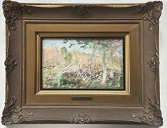 "Deer in the Forest" Hunting Gouache by the German hunting painter Kröner