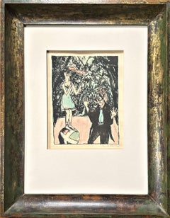 Kugelläuferin 1916 Watercolor over lithography, signed German Expressionist