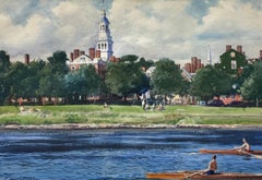 “Rowing on the Charles River, Harvard University” Boston, Cambride, MA Cityscape