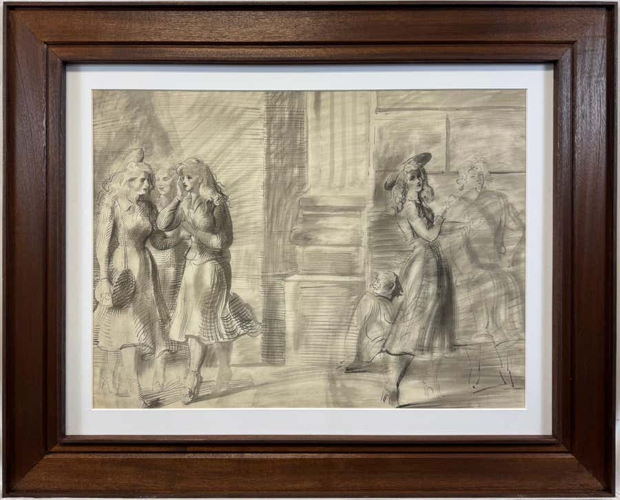 “Untitled (Women Walking), c. 1945” Double-Sided NYC Street Manhattan Cityscape